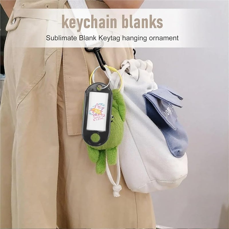 Black Key Tags 200 Pcs Key ID Label Tags Split Ring Keychain - Image 3